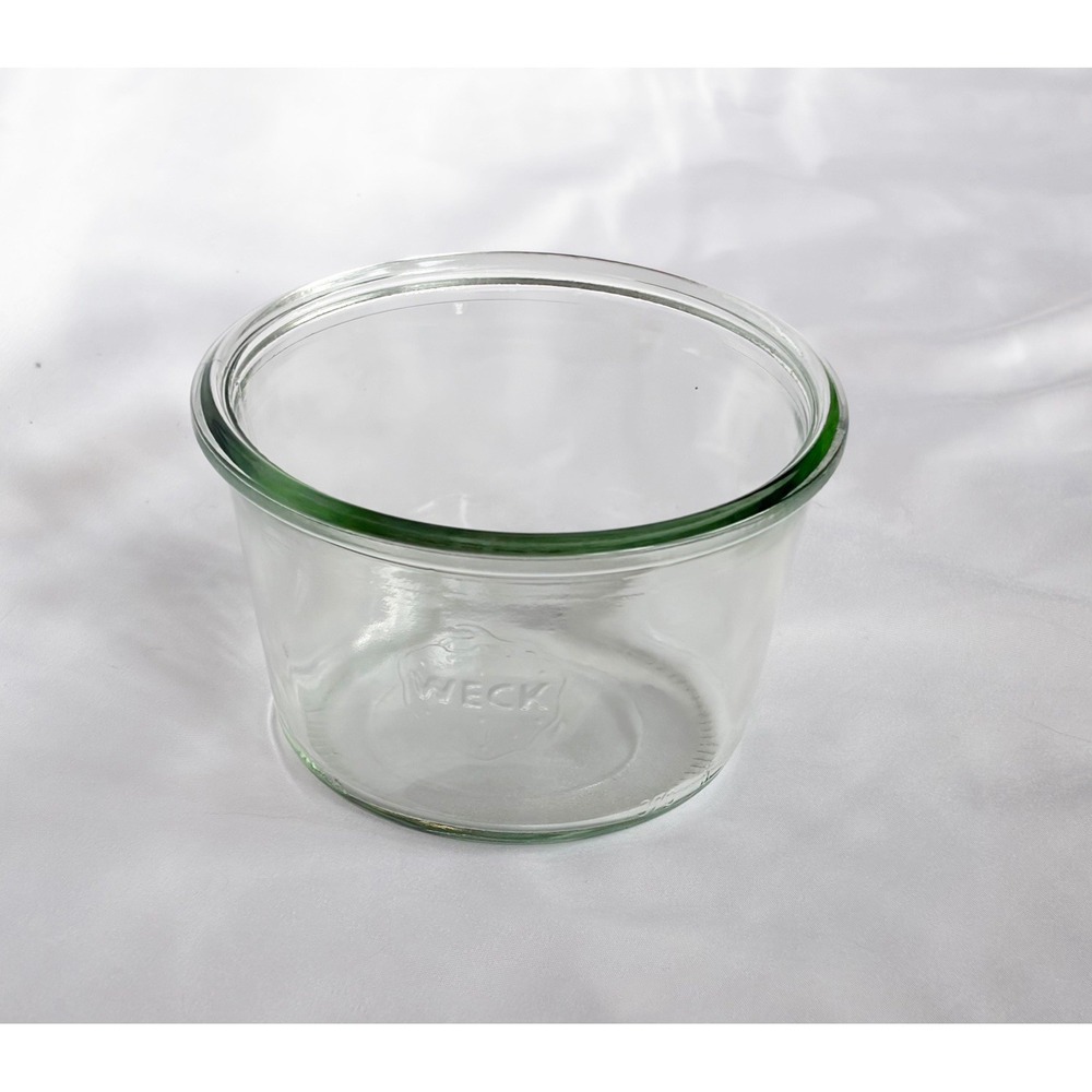 VTG Weck Sturzglas  Glass GREEN Glass Canning Jar Strawberry Logo 5 Weck 370ml